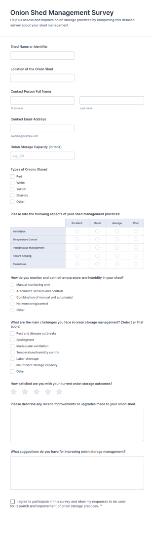 Onion Shed Management Survey Form Template