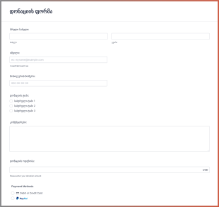 ონლაინ დონაციის ფორმა Form Template