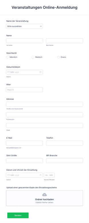 Online Anmeldung Form Template