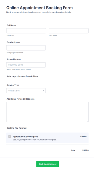 Online Appointment Booking Form Template