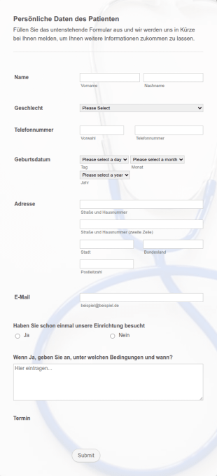 Online Arztterminformular