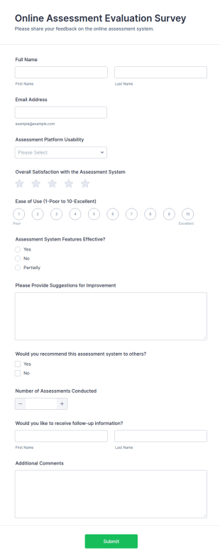 Online Assessment Evaluation Survey Form Template