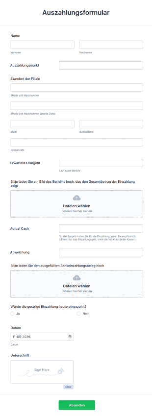 Online Banking Auszahlungsformular