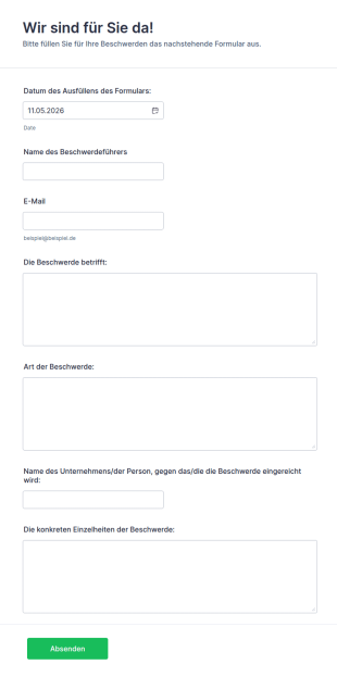 Online Beschwerde Formular
