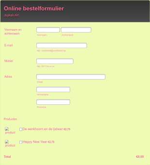 Online Bestelformulier