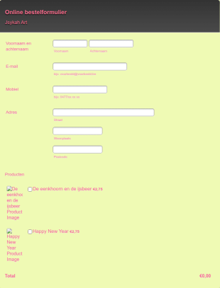 Online Bestelformulier