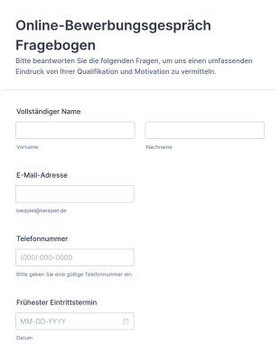 Online Bewerbungsgespräch Fragebogen