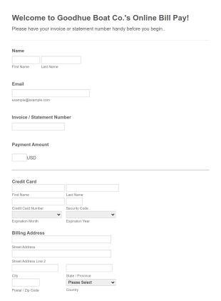 Online Bill Pay Form Template
