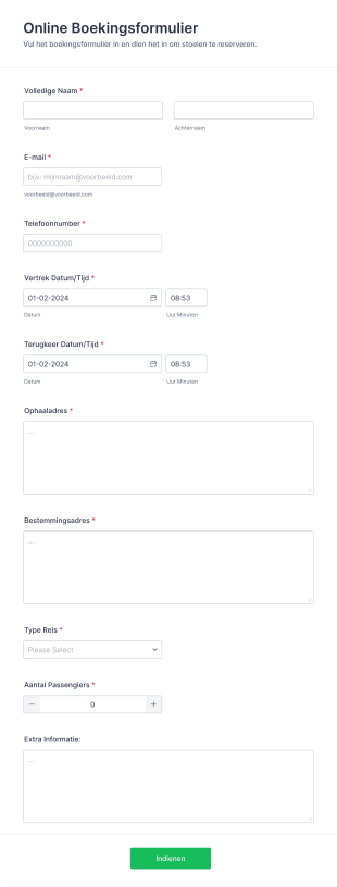 Online Boekingsformulier