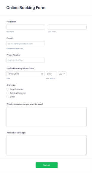 Online Booking Form Template