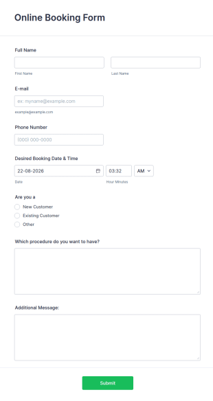 Online Booking Form Template
