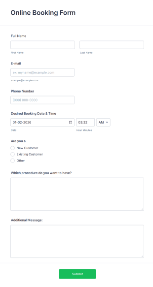 Online Booking Form Template