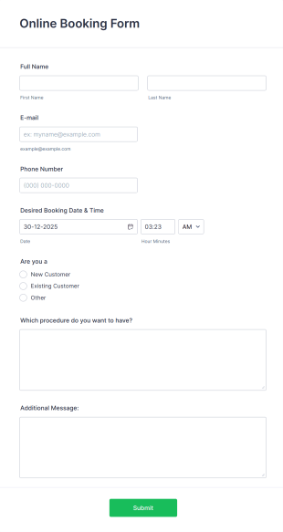 Online Booking Form Template