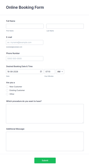 Online Booking Form Template