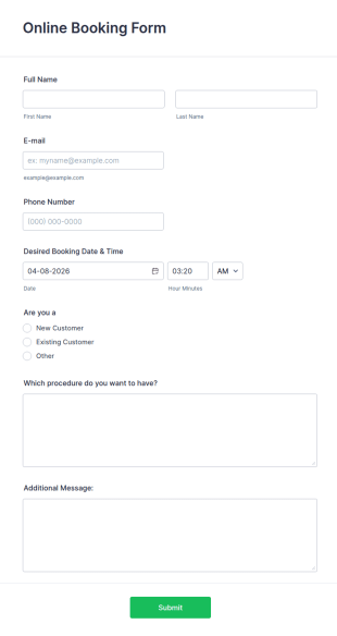 Online Booking Form Template