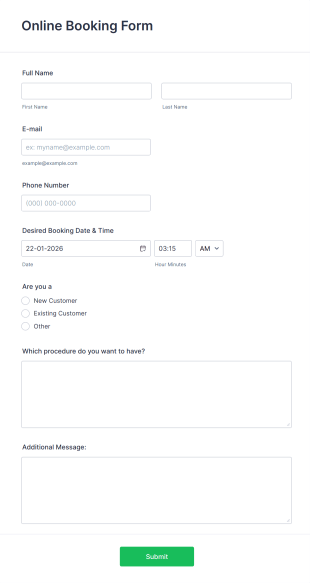 Online Booking Form Template