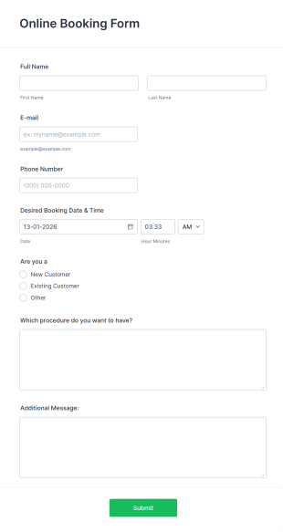 Online Booking Form Template
