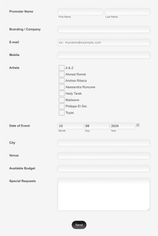 Online Booking (Symbols Artists) Form Template