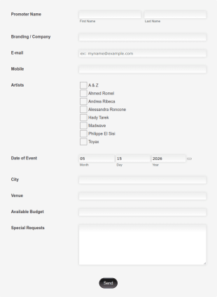 Online Booking (Symbols Artists) Form Template