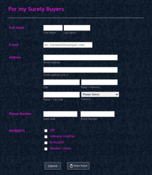 Online Buyers Order Form Template