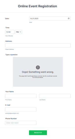 Online Ceremony Registration Form Template