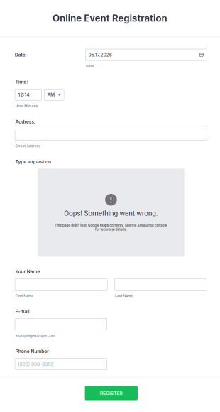 Online Ceremony Registration Form Template