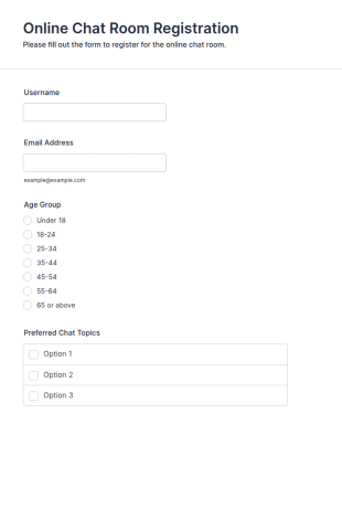 Online Chat Room Registration Form Template