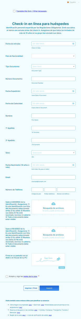 Check In En Línea Para Huéspedes (Guardia Civil)