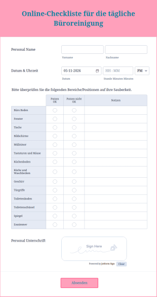 Online Checkliste Für Die Tägliche Büroreinigung