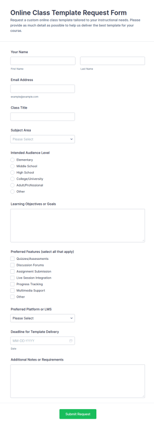 Online Class Template Request Form