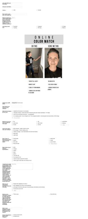 Online Color Match Form Maddy Stanley Form Template