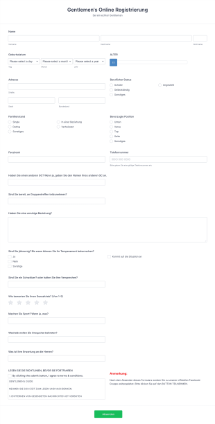 Online Community Bewerbungsformular Form Template