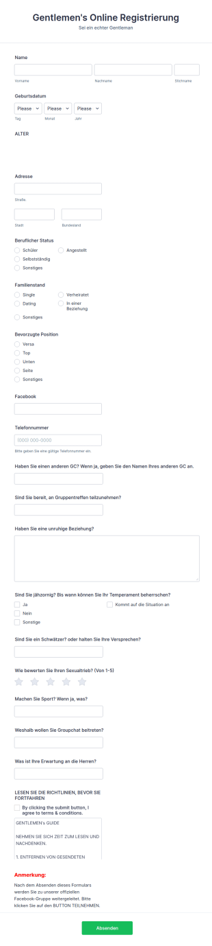Online Community Bewerbungsformular