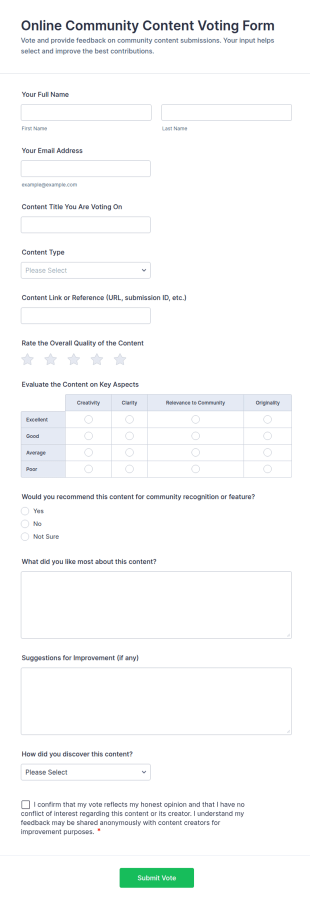 Online Community Content Voting Form Template