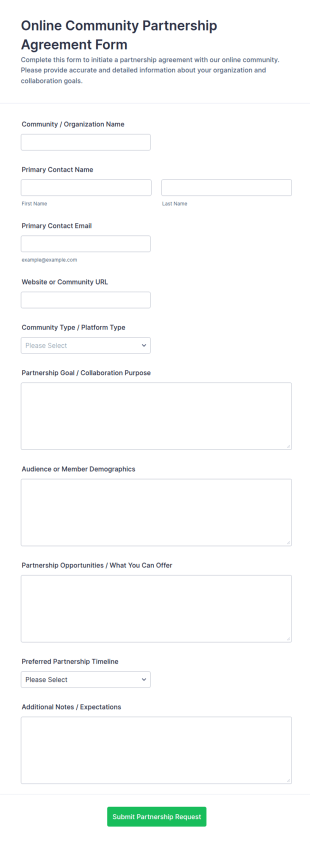 Online Community Partnership Agreement Form Template