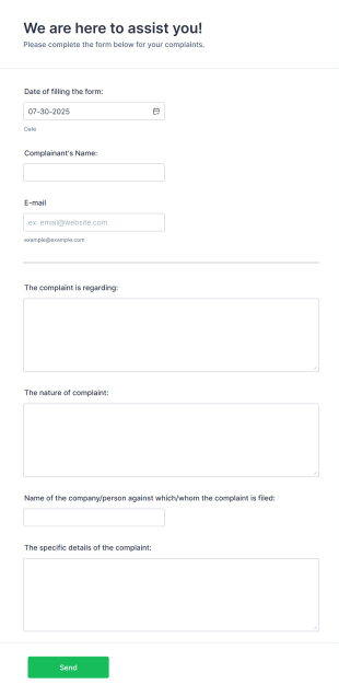 Online Complaint Form Template