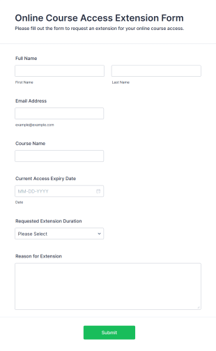 Online Course Access Extension Form Template