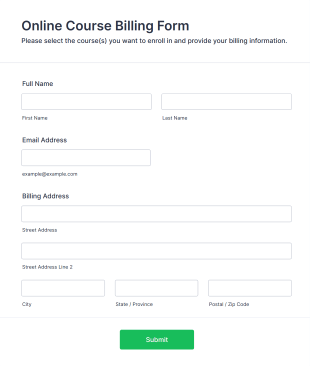 Online Course Billing Form Template
