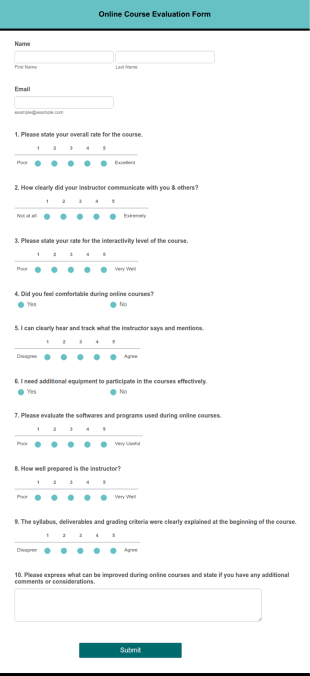 Online Course Evaluation Form Template