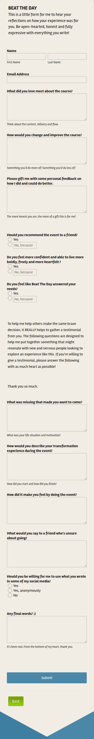 Online Course Feedback Form Template
