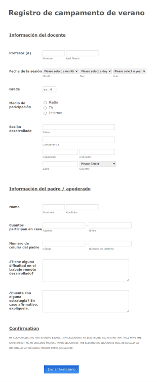 Online Course Registration Form In Spanish Form Template