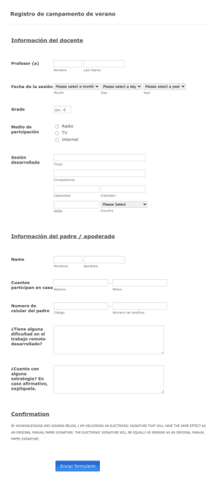 Online Course Registration Form In Spanish