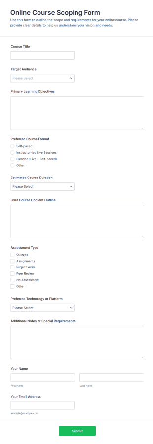 Online Course Scoping Form Template