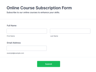 Online Course Subscription Form Template
