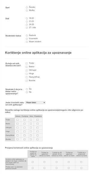 Online Dating Application Survey In Croatian Form Template