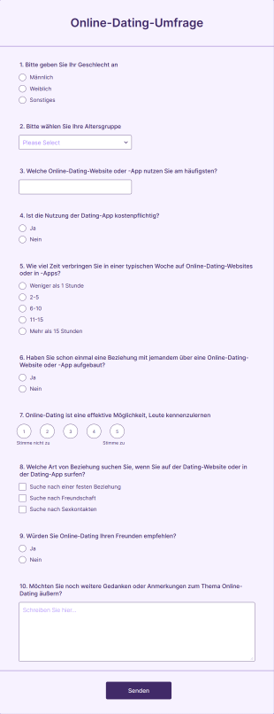 Online Dating Umfrage Form Template