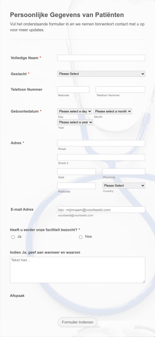 Online Dokter Afspraakformulier Form Template