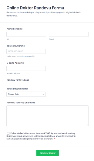 Online Doktor Randevu Form Template