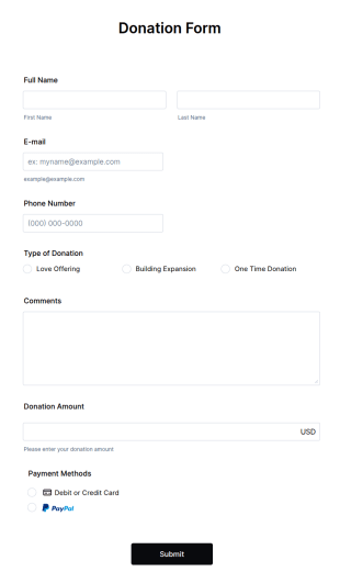 Online Donation Form Template