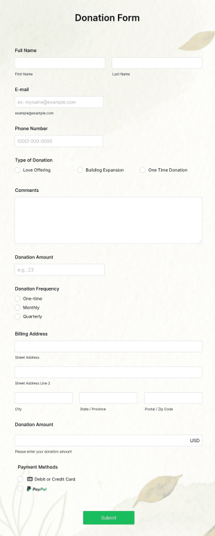 Online Donation Form Template